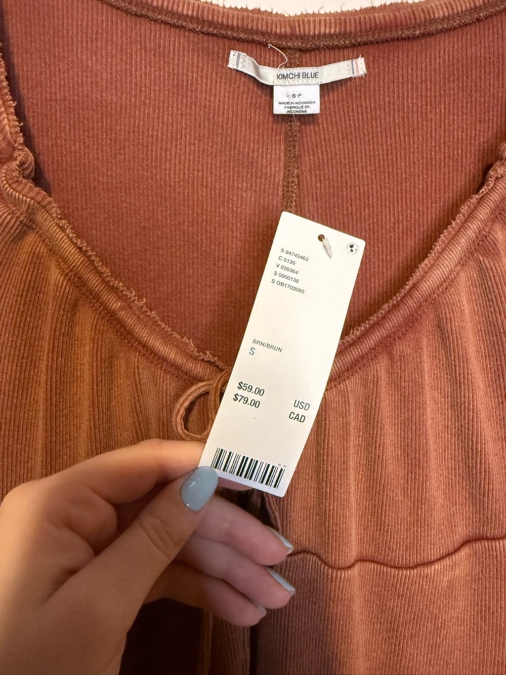 NEW URBAN OUTFITTERS Pretty As A Portrait Long Sleeve Mini Dress Brown Sz Small - Picture 7 of 7